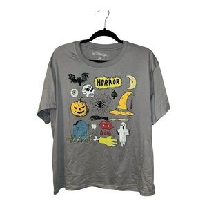NWT Modernlux Halloween graphic tee T-shirt plus size 2X horror gray witch scary